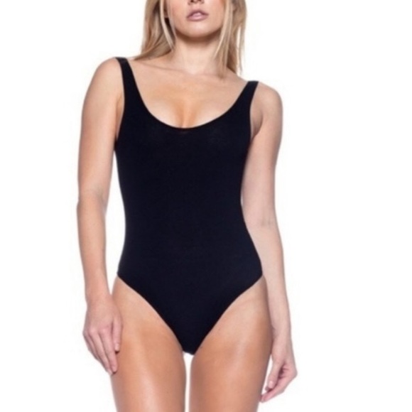Black Ribbed Tank Bodysuit - Picture 3 of 4